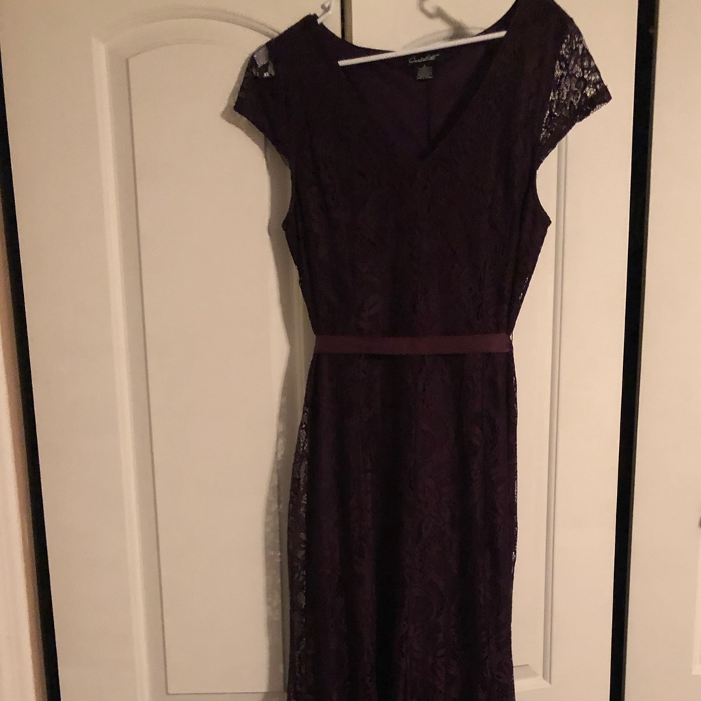 Dark Purple Lace Evening Dress